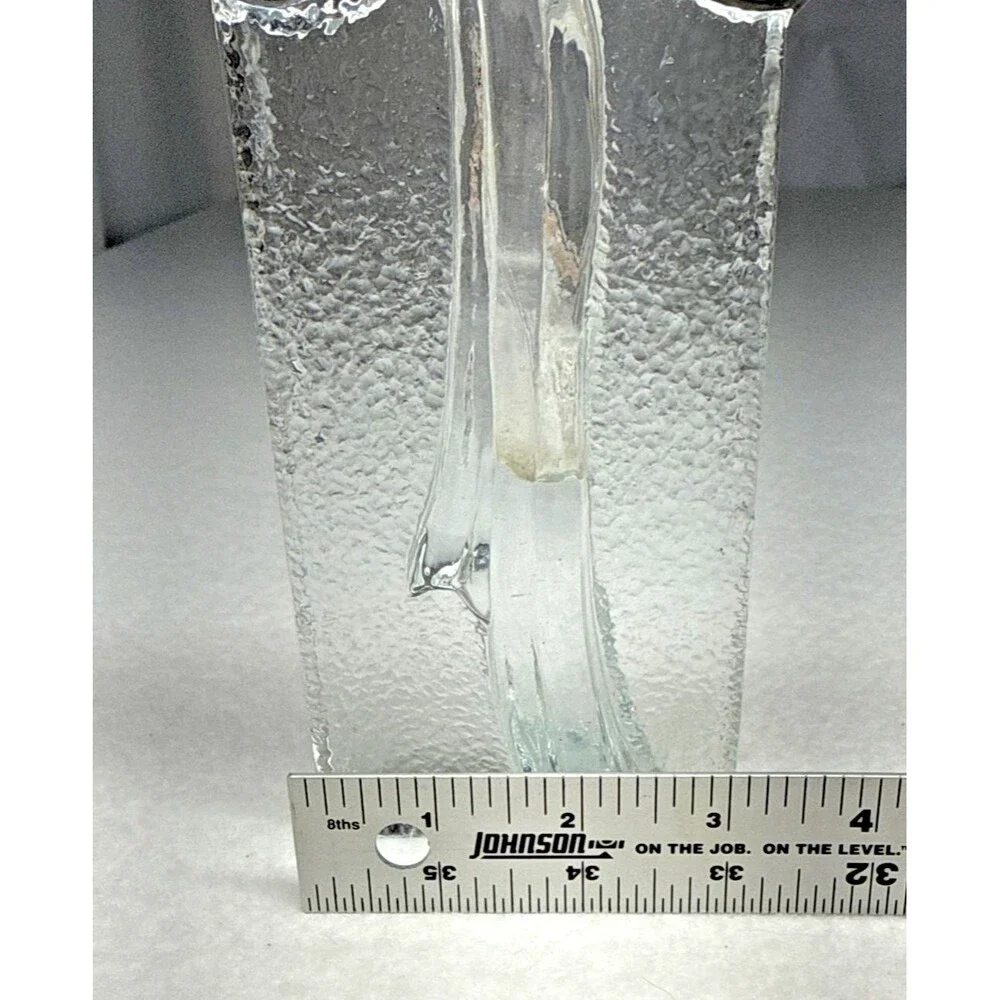 Two's Company Hand Blown Glass Bud Vase Ribbon Bow Art Glass Clear Vintage